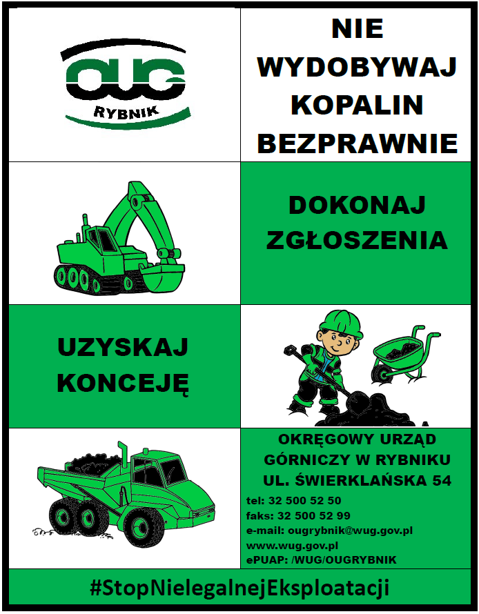 Plakat informacyjny Okręgowy Urząd Górniczy w Rybniku