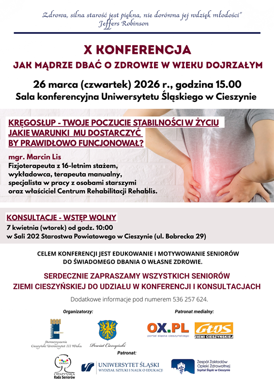 Plakat informacyjny dotyczący konferencji dla senior&oacute;w